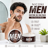 NICONI MEN Enzyme De-Tan Pack for Face & Body – Deep Cleansing & Skin Brightening Tan Removal Cream -