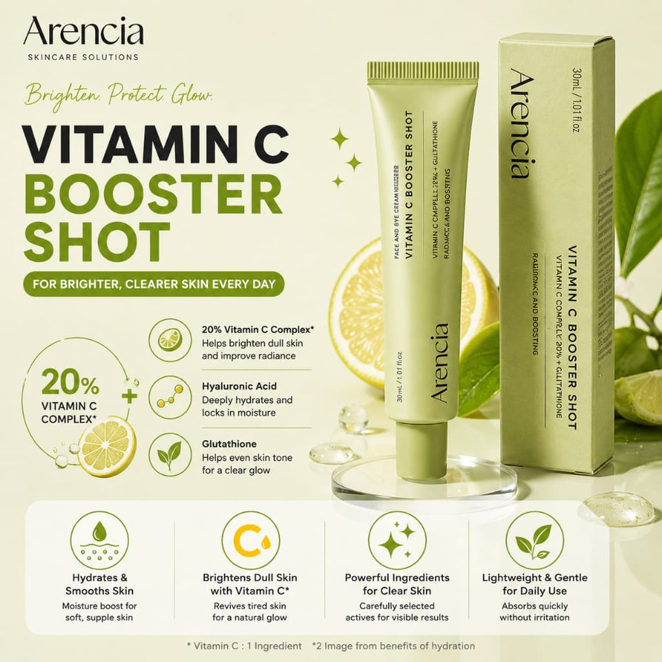 Buy 1 Get 1 Free Arencia Vitamin C Booster Shot 30ml – Brightening Facial Serum & Skin Tone Corrector