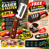 BUY 1 GET 1 FREE, 3 In 1 Peeler Knife Stainless Steel -  3-Stage Kitchen Knife Sharpener