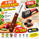 BUY 1 GET 1 FREE, 3 In 1 Peeler Knife Stainless Steel -  3-Stage Kitchen Knife Sharpener