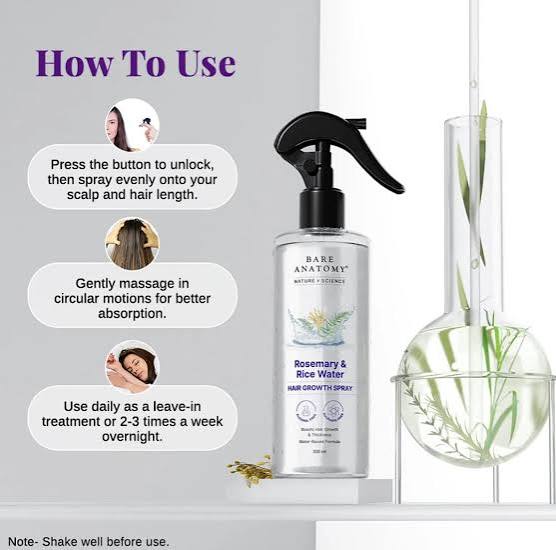 Buy 1 Get 1 Free Rosemary & Rice Water Hair Growth Spray – 200ml