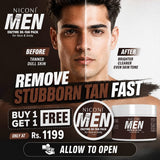 BUY 1 GET 1 FREE, NICONI MEN Enzyme De-Tan Pack for Face & Body – Deep Cleansing & Skin Brightening Tan Removal Cream -